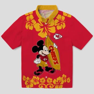 Kansas City Chiefs Hawaiian Shirt – Surfing Mickey Red Aloha Football Fan Apparel