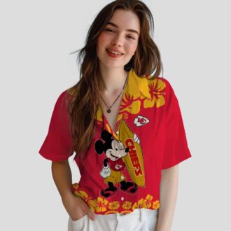 Kansas City Chiefs Hawaiian Shirt – Surfing Mickey Red Aloha Football Fan Apparel