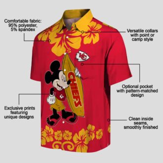 Kansas City Chiefs Hawaiian Shirt – Surfing Mickey Red Aloha Football Fan Apparel