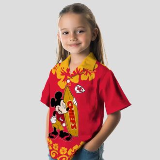 Kansas City Chiefs Hawaiian Shirt – Surfing Mickey Red Aloha Football Fan Apparel