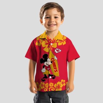 Kansas City Chiefs Hawaiian Shirt – Surfing Mickey Red Aloha Football Fan Apparel