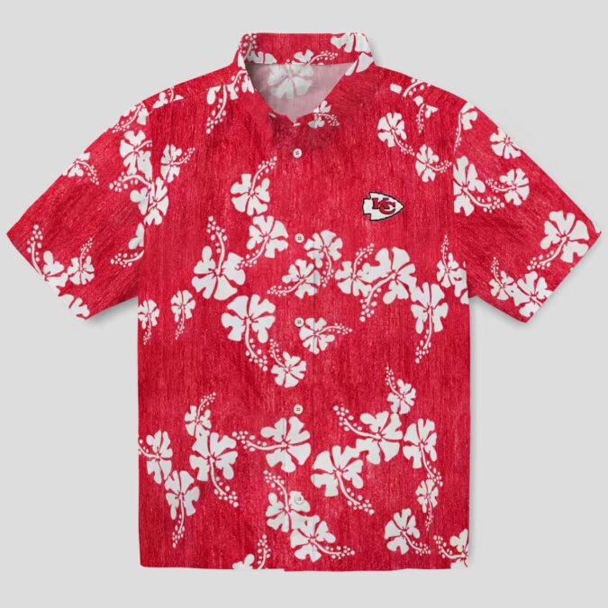 Kansas City Chiefs Hawaiian Shirt, Red Hibiscus Clusters Football Fan Apparel