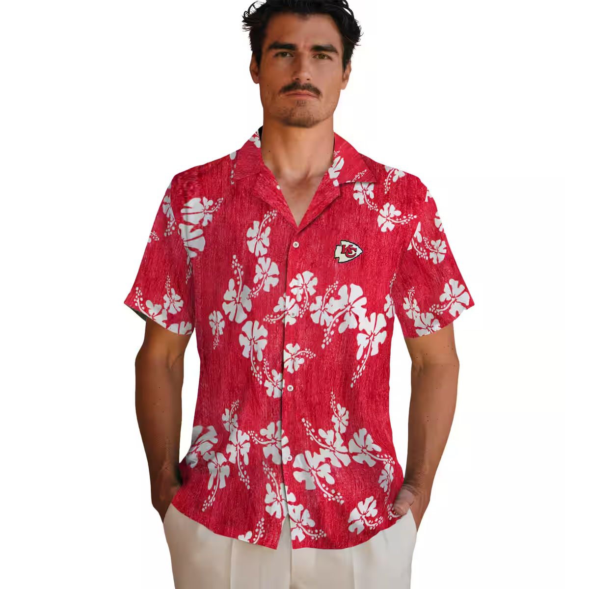 Kansas City Chiefs Hawaiian Shirt, Red Hibiscus Clusters Football Fan Apparel