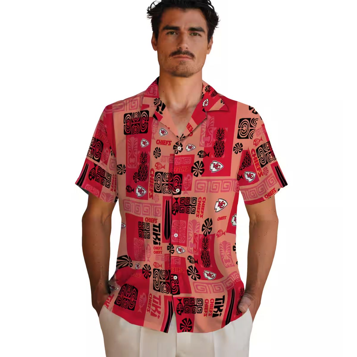 Kansas City Chiefs Hawaiian Shirt, Red Tribal Football Party Outfit