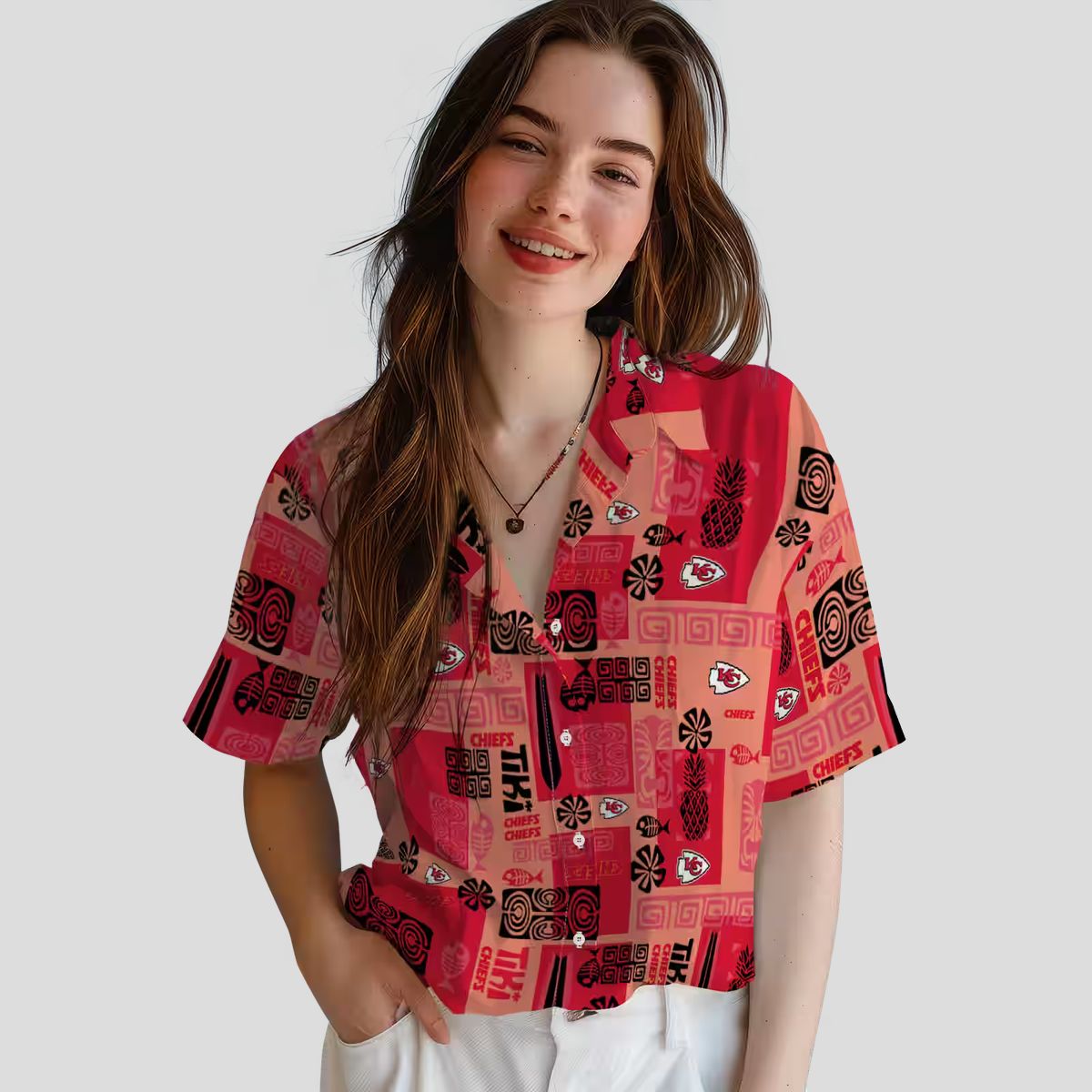 Kansas City Chiefs Hawaiian Shirt, Red Tribal Football Party Outfit
