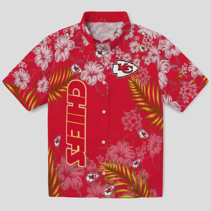 Kansas City Chiefs Hibiscus Red Hawaiian Shirt, Best NFL Fan Gift & Vacation Apparel