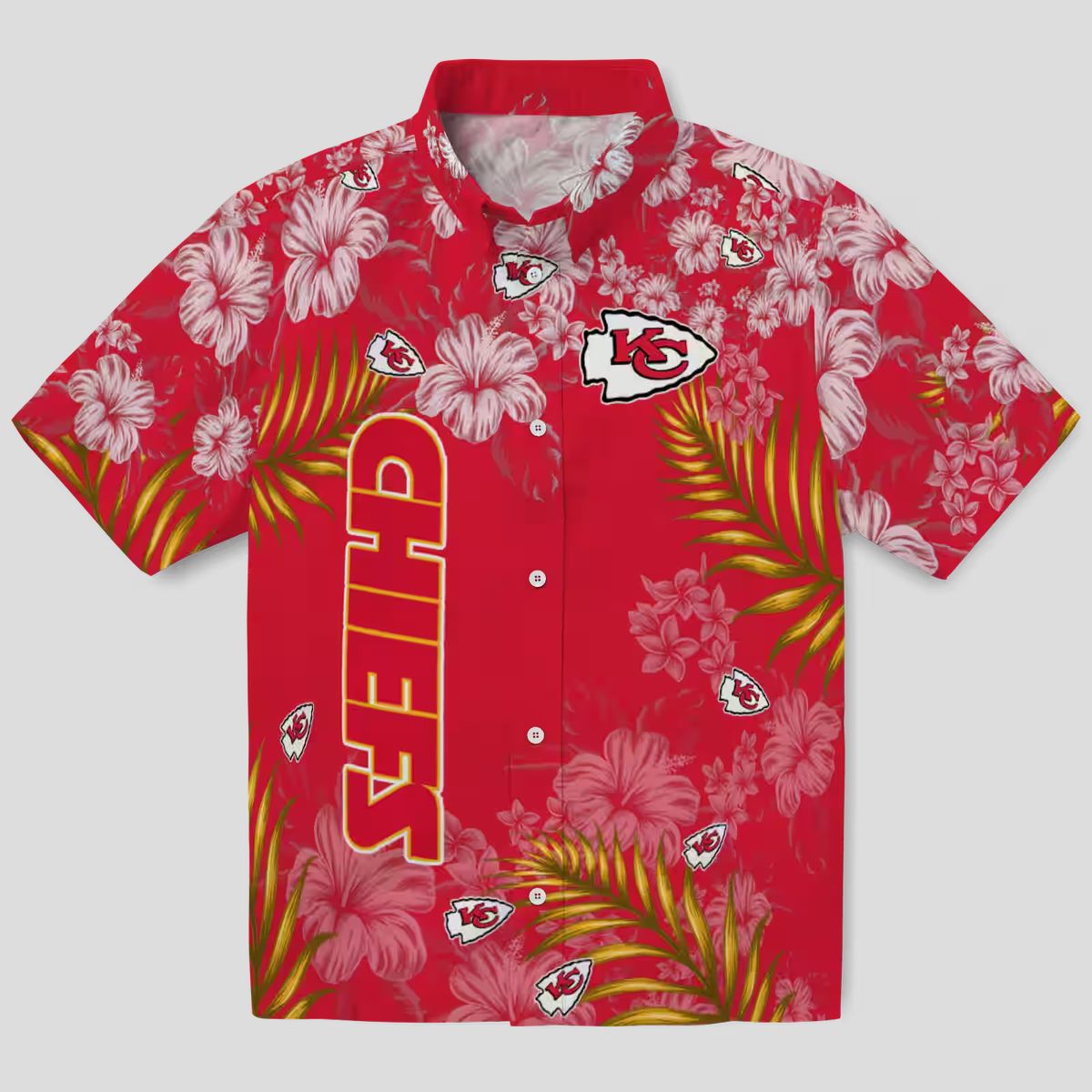 Kansas City Chiefs Hibiscus Red Hawaiian Shirt, Best NFL Fan Gift & Vacation Apparel
