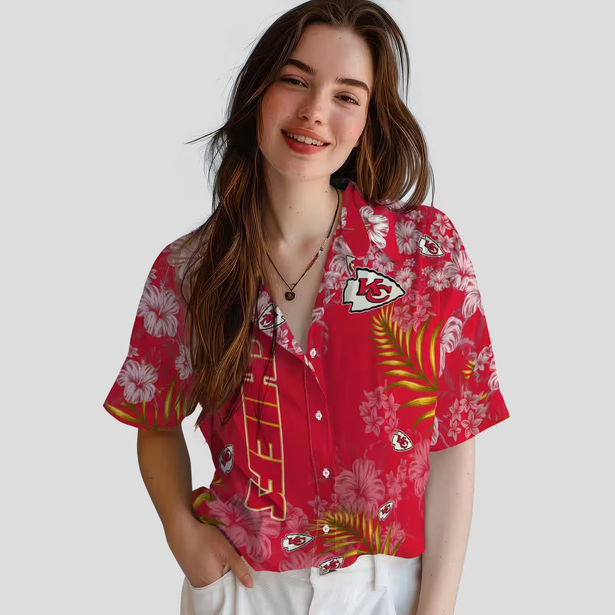 Kansas City Chiefs Hibiscus Red Hawaiian Shirt, Best NFL Fan Gift & Vacation Apparel