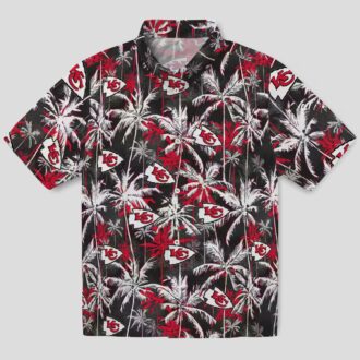 Kansas City Chiefs Palm Pattern Hawaiian Shirt, Red Black Game Day Outfit for Fans