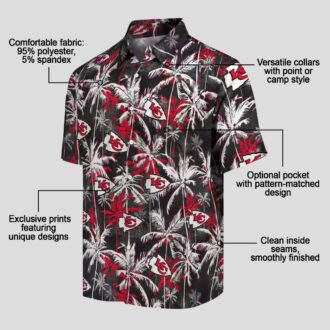 Kansas City Chiefs Palm Pattern Hawaiian Shirt, Red Black Game Day Outfit for Fans