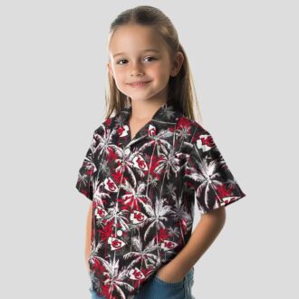 Kansas City Chiefs Palm Pattern Hawaiian Shirt, Red Black Game Day Outfit for Fans