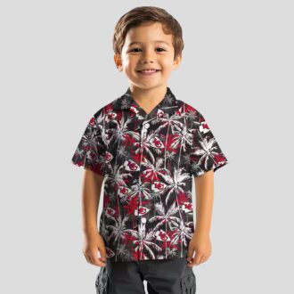 Kansas City Chiefs Palm Pattern Hawaiian Shirt, Red Black Game Day Outfit for Fans