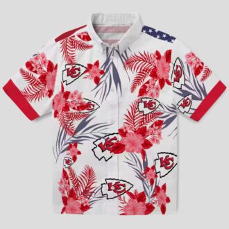 Kansas City Chiefs Patriotic Hawaiian Shirt, Hibiscus Floral Game Day Outfit