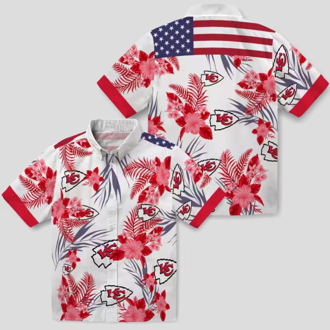Kansas City Chiefs Patriotic Hawaiian Shirt, Hibiscus Floral Game Day Outfit
