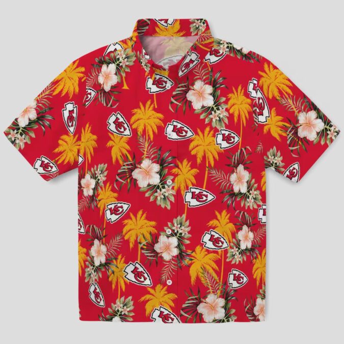Kansas City Chiefs Red Hawaiian Shirt, Hibiscus Palm Beach Party & Game Day Outfit