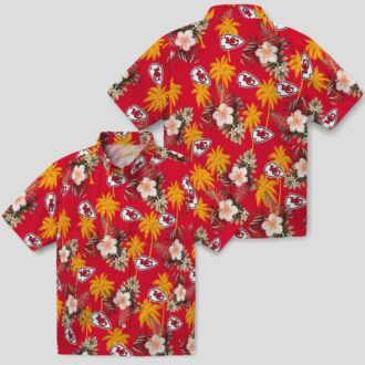 Kansas City Chiefs Red Hawaiian Shirt, Hibiscus Palm Beach Party & Game Day Outfit