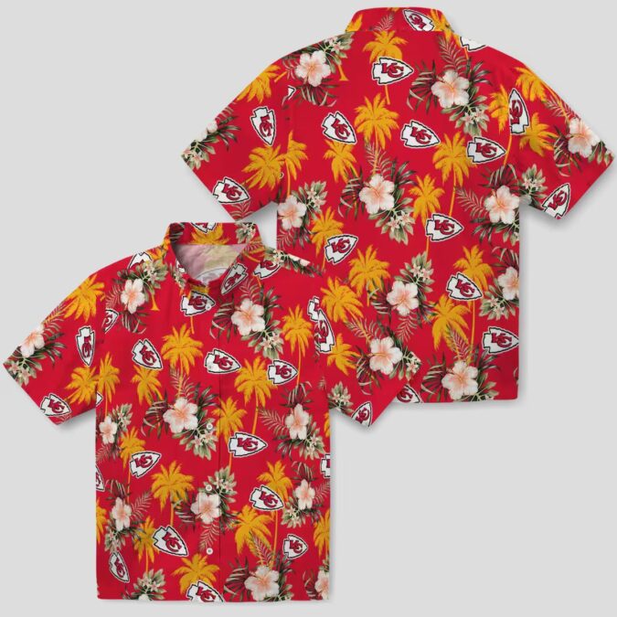 Kansas City Chiefs Red Hawaiian Shirt, Hibiscus Palm Beach Party & Game Day Outfit