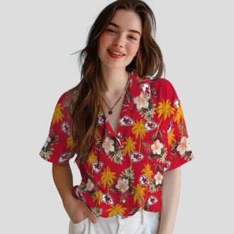 Kansas City Chiefs Red Hawaiian Shirt, Hibiscus Palm Beach Party & Game Day Outfit