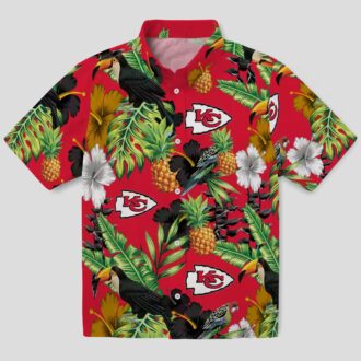 Kansas City Chiefs Summer Hawaiian Shirt, Toucan Hibiscus Pineapple Tropical Fan Apparel
