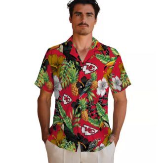 Kansas City Chiefs Summer Hawaiian Shirt, Toucan Hibiscus Pineapple Tropical Fan Apparel