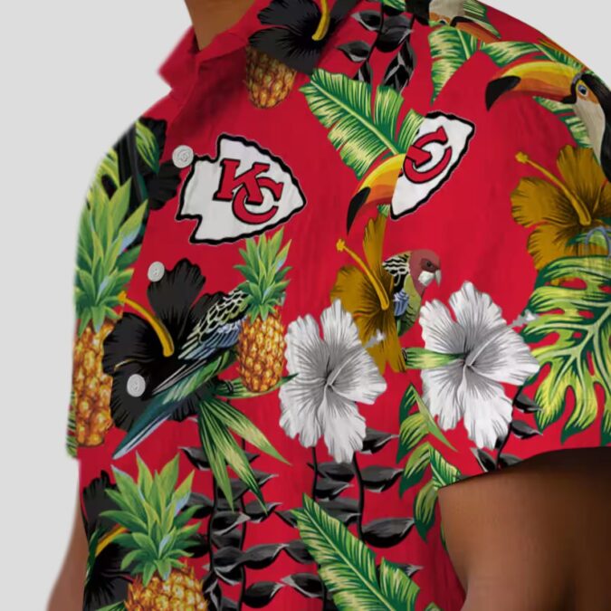 Kansas City Chiefs Summer Hawaiian Shirt, Toucan Hibiscus Pineapple Tropical Fan Apparel