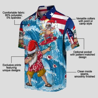 Kansas City Chiefs Surfing Santa Blue Shirt - Holiday Beachwear & Game Day Outfit