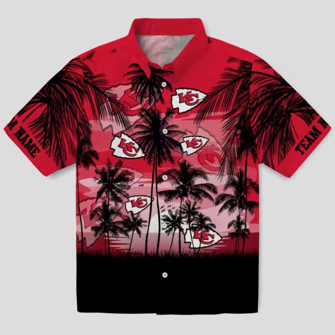 Kansas City Chiefs Tropical Sunset Shirt, Custom Hawaiian Red Black Football Apparel