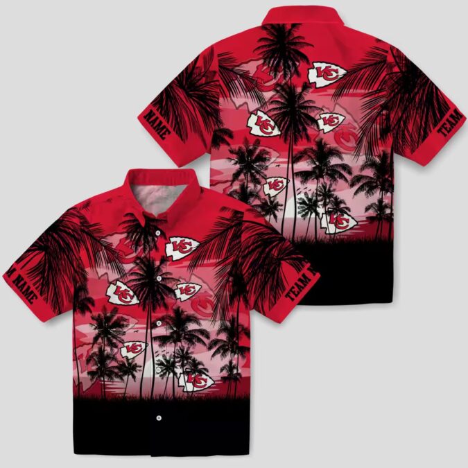 Kansas City Chiefs Tropical Sunset Shirt, Custom Hawaiian Red Black Football Apparel
