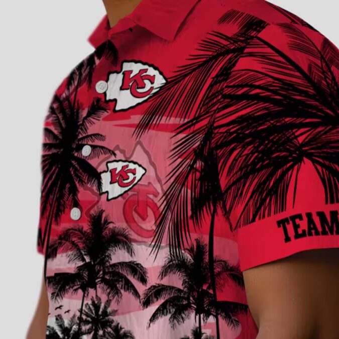 Kansas City Chiefs Tropical Sunset Shirt, Custom Hawaiian Red Black Football Apparel