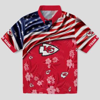 Kansas City Chiefs US Flag Hawaiian Shirt, Hibiscus Red Floral Summer Outfit