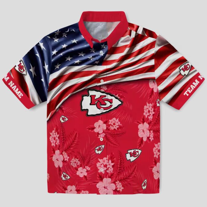 Kansas City Chiefs US Flag Hawaiian Shirt, Hibiscus Red Floral Summer Outfit