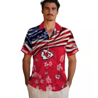 Kansas City Chiefs US Flag Hawaiian Shirt, Hibiscus Red Floral Summer Outfit