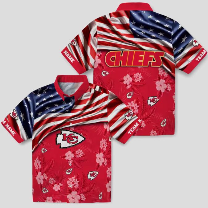 Kansas City Chiefs US Flag Hawaiian Shirt, Hibiscus Red Floral Summer Outfit
