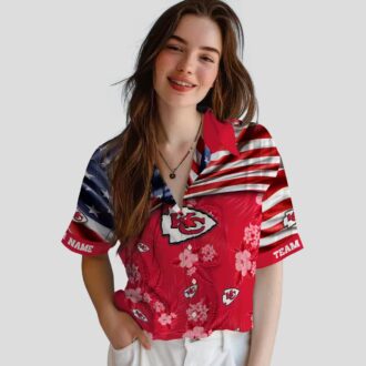 Kansas City Chiefs US Flag Hawaiian Shirt, Hibiscus Red Floral Summer Outfit