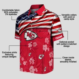 Kansas City Chiefs US Flag Hawaiian Shirt, Hibiscus Red Floral Summer Outfit