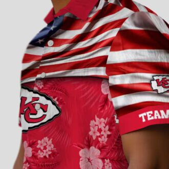 Kansas City Chiefs US Flag Hawaiian Shirt, Hibiscus Red Floral Summer Outfit