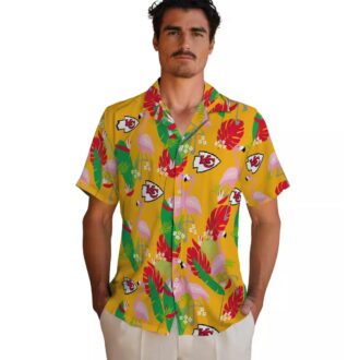 Limited Edition Kansas City Chiefs Aloha Shirt - Red Green Tropical Flamingo Design