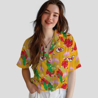 Limited Edition Kansas City Chiefs Aloha Shirt - Red Green Tropical Flamingo Design