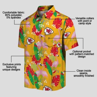 Limited Edition Kansas City Chiefs Aloha Shirt - Red Green Tropical Flamingo Design