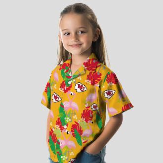 Limited Edition Kansas City Chiefs Aloha Shirt - Red Green Tropical Flamingo Design