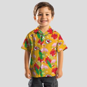 Limited Edition Kansas City Chiefs Aloha Shirt - Red Green Tropical Flamingo Design