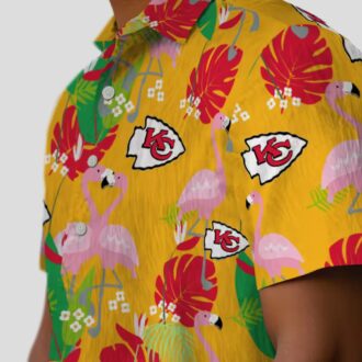 Limited Edition Kansas City Chiefs Aloha Shirt - Red Green Tropical Flamingo Design