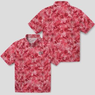 Limited Edition Kansas City Chiefs Leafy Hawaiian Shirt - Red Tropical Aloha Style