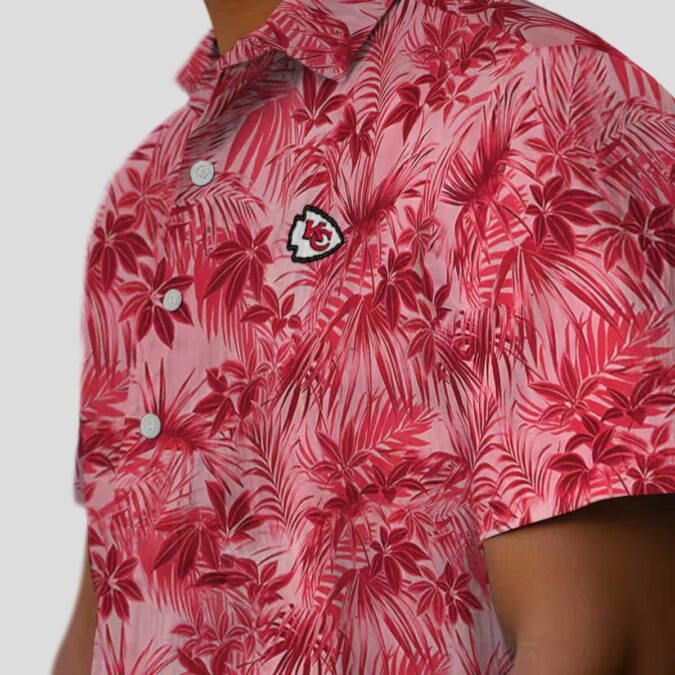 Limited Edition Kansas City Chiefs Leafy Hawaiian Shirt - Red Tropical Aloha Style