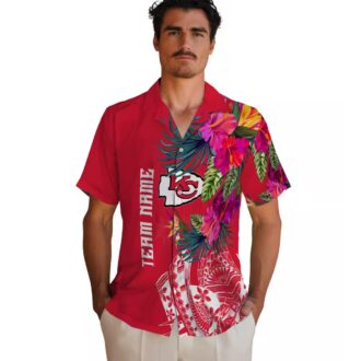 NFL Fans Kansas City Chiefs Aloha Shirt, Polynesian Floral Red Hawaiian Game Day Outfit