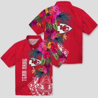 NFL Fans Kansas City Chiefs Aloha Shirt, Polynesian Floral Red Hawaiian Game Day Outfit