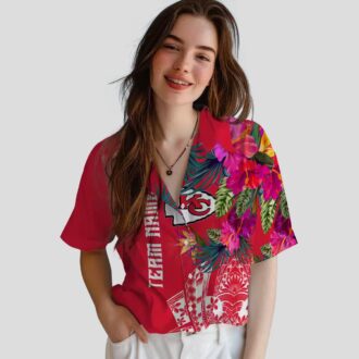 NFL Fans Kansas City Chiefs Aloha Shirt, Polynesian Floral Red Hawaiian Game Day Outfit