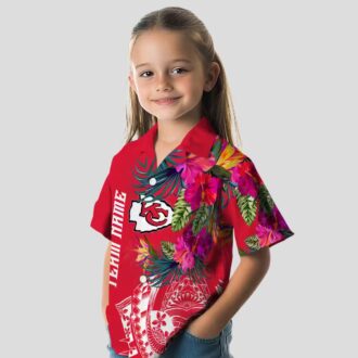 NFL Fans Kansas City Chiefs Aloha Shirt, Polynesian Floral Red Hawaiian Game Day Outfit