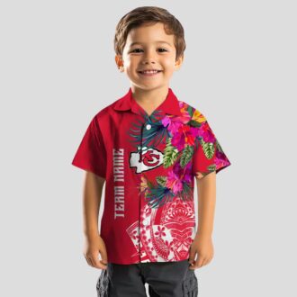 NFL Fans Kansas City Chiefs Aloha Shirt, Polynesian Floral Red Hawaiian Game Day Outfit