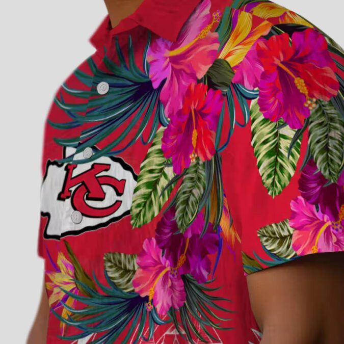 NFL Fans Kansas City Chiefs Aloha Shirt, Polynesian Floral Red Hawaiian Game Day Outfit